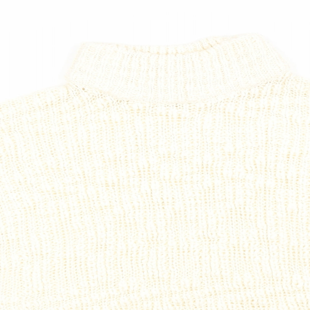 New Look Womens Ivory High Neck  Acrylic Pullover Jumper Size M