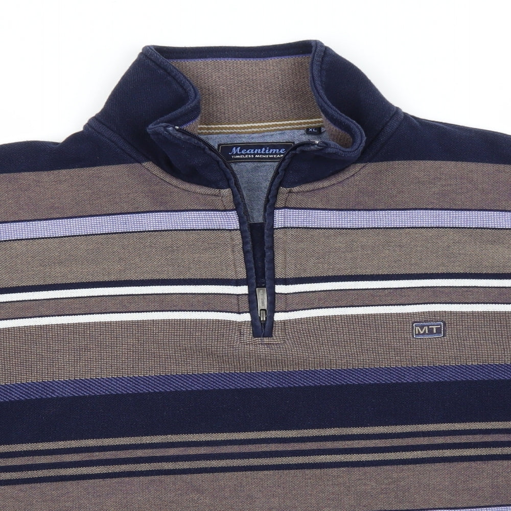 Meantime Mens Blue High Neck  Cotton Pullover Jumper Size XL