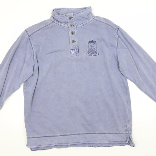 Lazy Jacks Mens Blue High Neck  Cotton Pullover Jumper Size XL