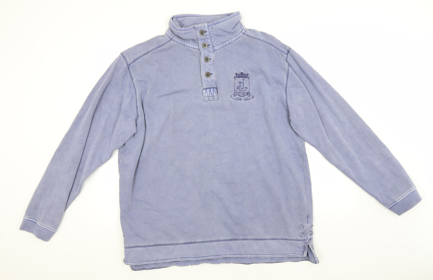 Lazy Jacks Mens Blue High Neck  Cotton Pullover Jumper Size XL