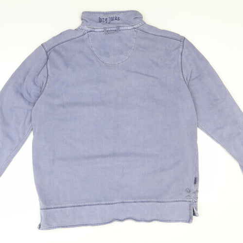 Lazy Jacks Mens Blue High Neck  Cotton Pullover Jumper Size XL