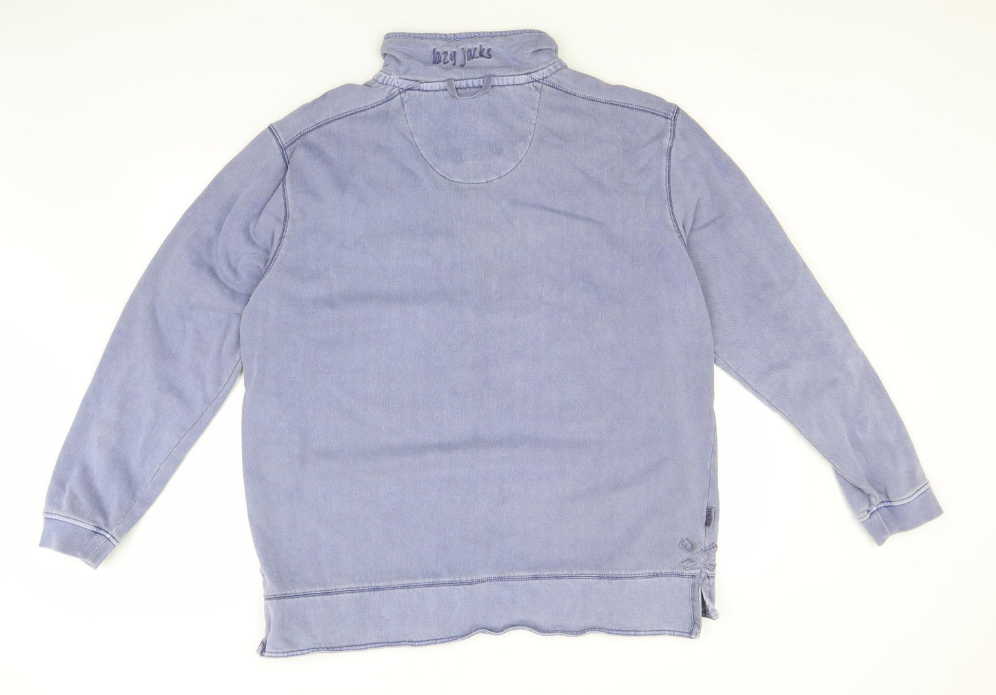 Lazy Jacks Mens Blue High Neck  Cotton Pullover Jumper Size XL
