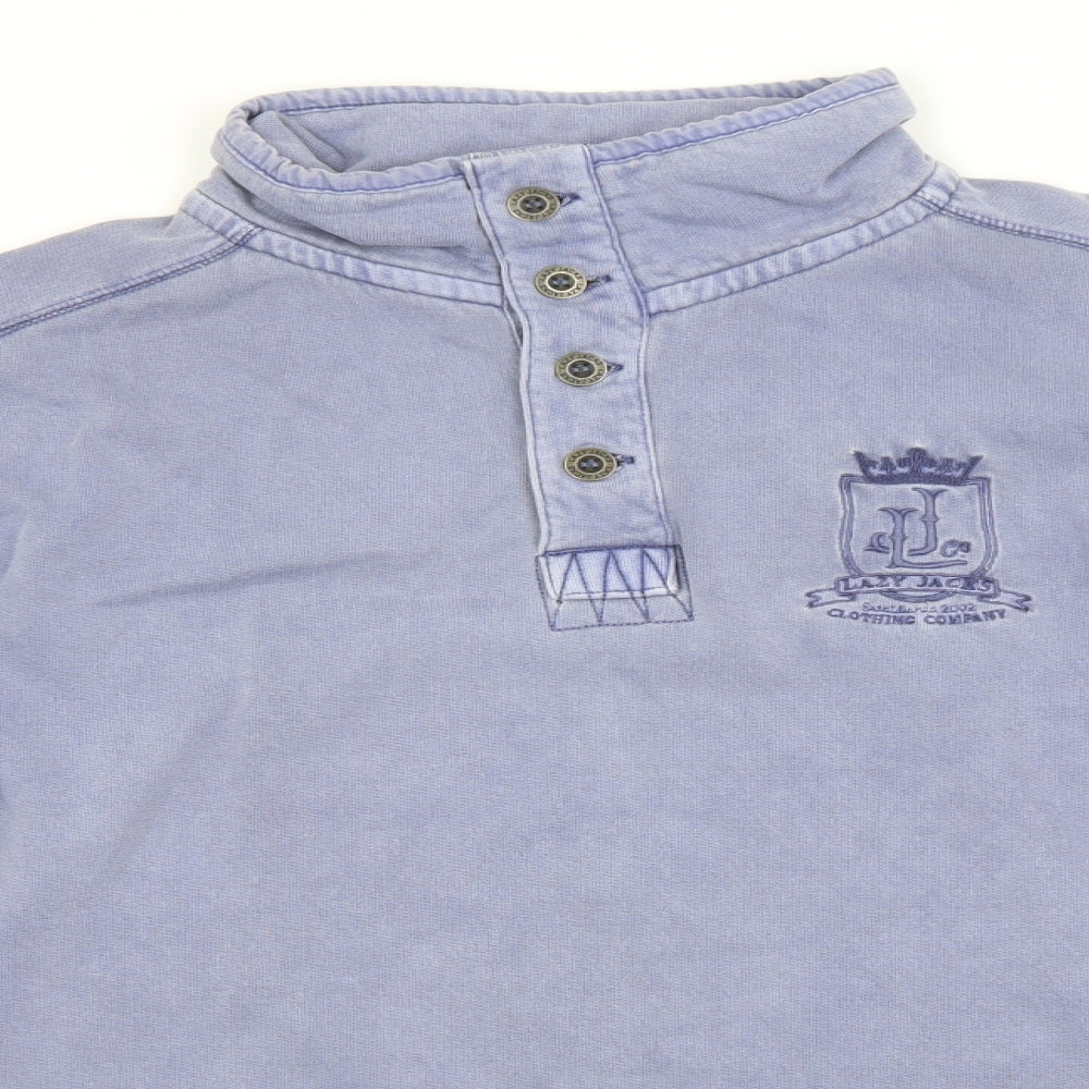 Lazy Jacks Mens Blue High Neck  Cotton Pullover Jumper Size XL