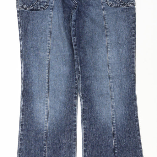 Per Una Womens Blue  Cotton Bootcut Jeans Size 12 L28 in Regular