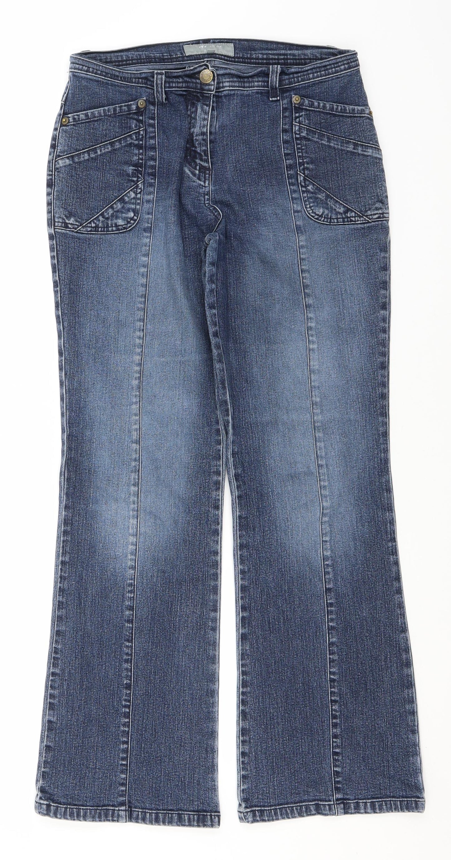 Per Una Womens Blue  Cotton Bootcut Jeans Size 12 L28 in Regular