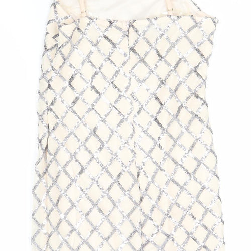 PARISIAN SIGNATURE Womens Ivory Argyle/Diamond Polyester A-Line  Size 10  Round Neck
