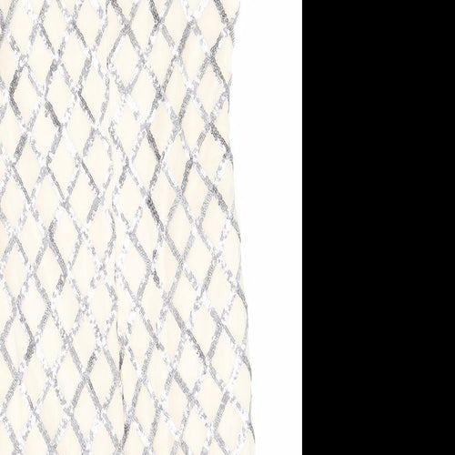 PARISIAN SIGNATURE Womens Ivory Argyle/Diamond Polyester A-Line  Size 10  Round Neck