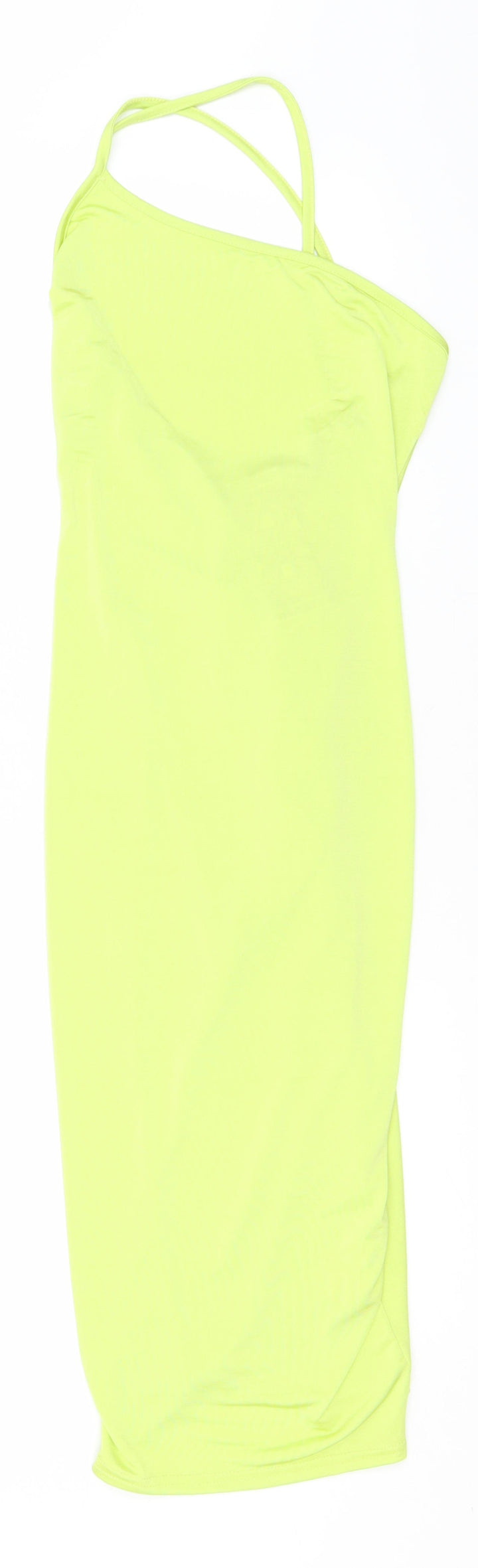 Boohoo Womens Green Polyester Pencil Dress Size 8 One Shoulder