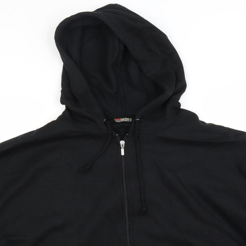 Heavy Duty Mens Black  Polyester Pullover Hoodie Size 2XL