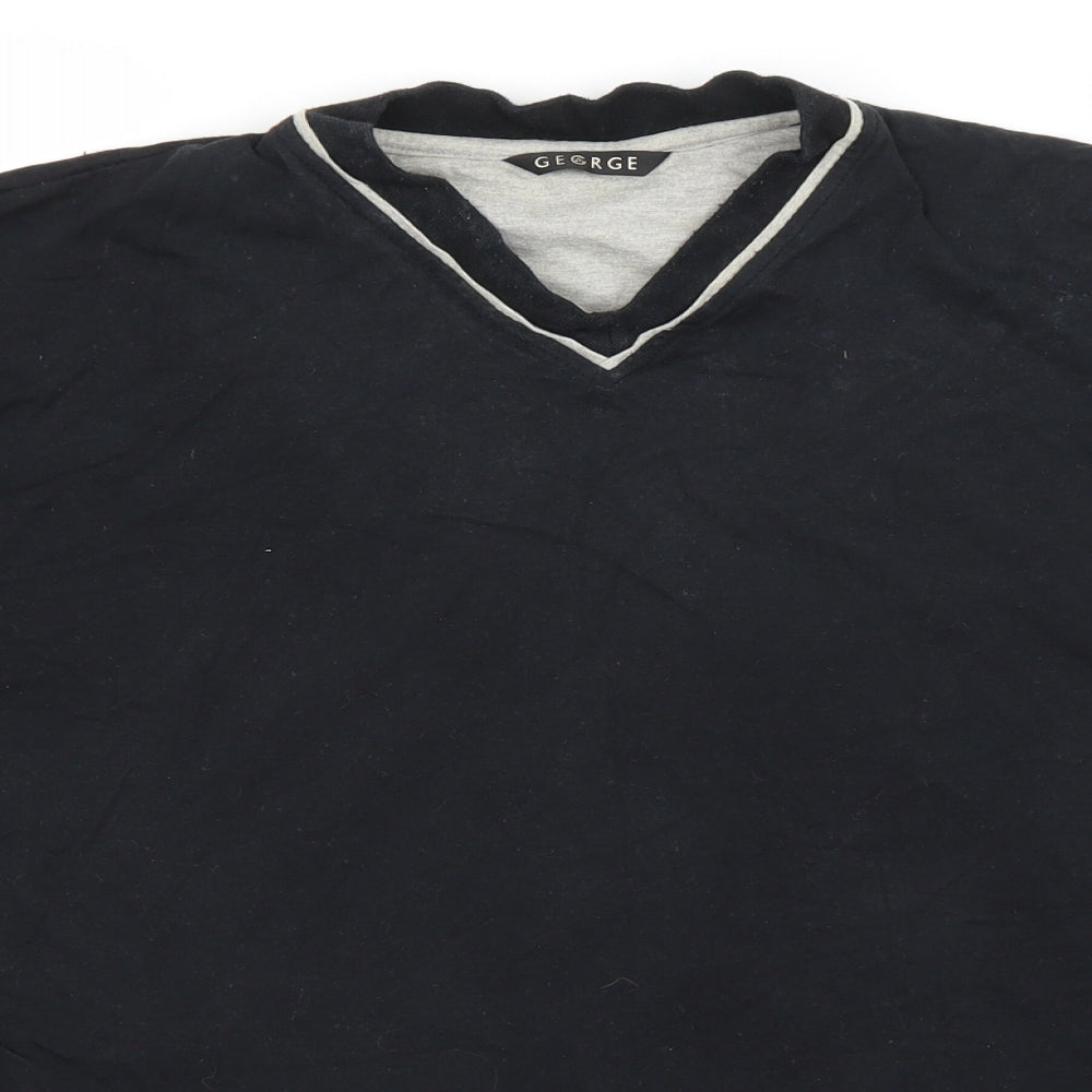 George Mens Black  Cotton  T-Shirt Size 2XL V-Neck
