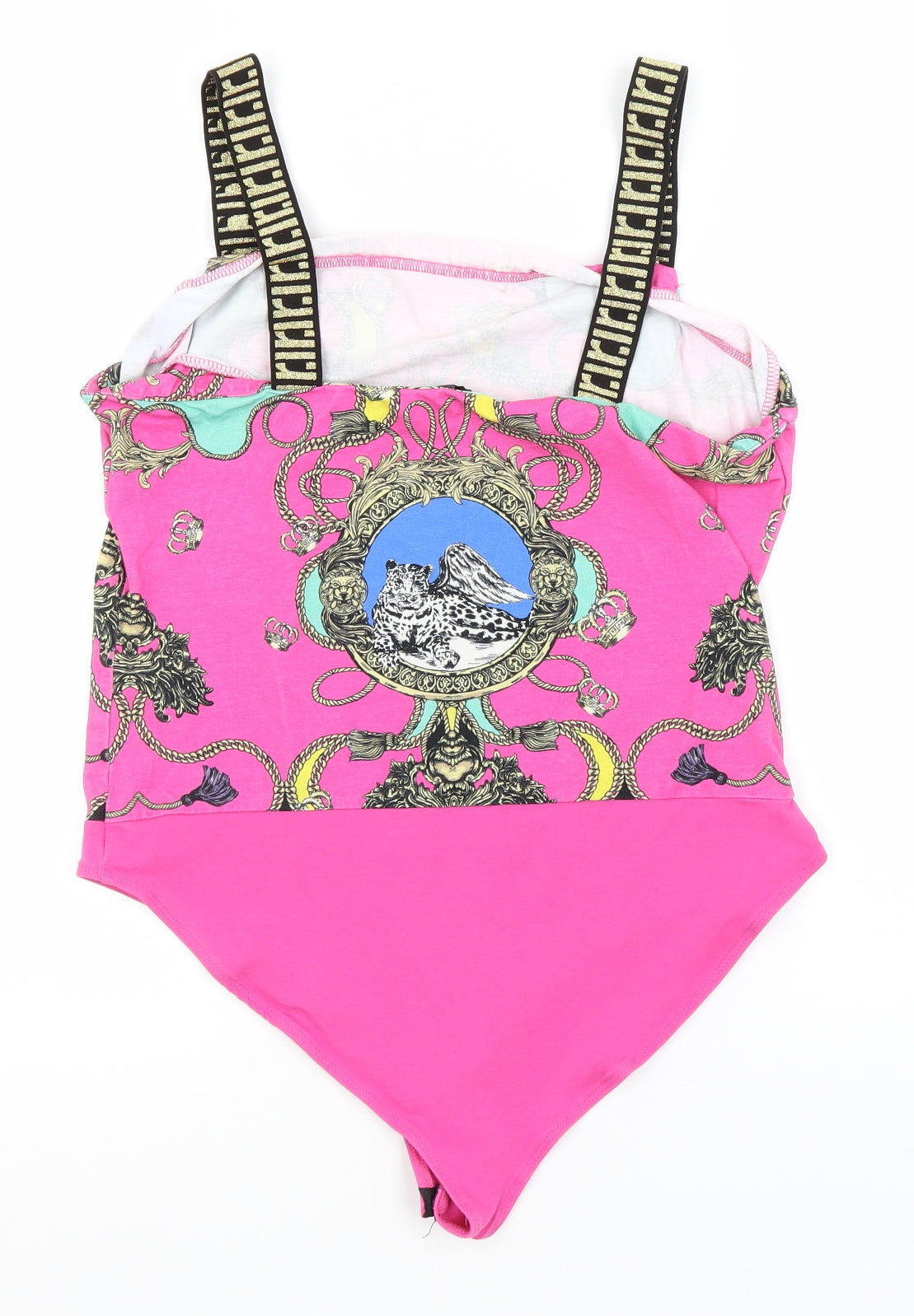 River Island Womens Pink Geometric Cotton Leotard One-Piece Size 16
