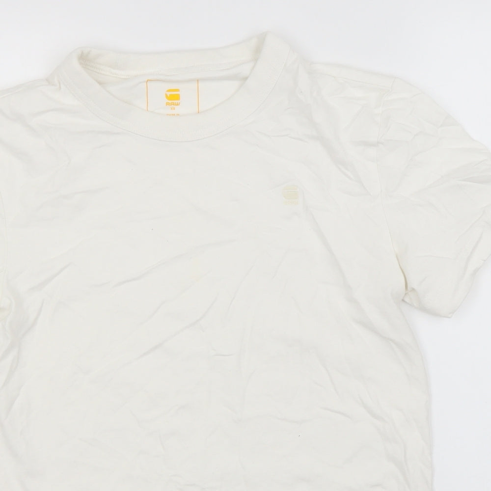 G-Star Womens White  Cotton Basic T-Shirt Size XS Round Neck