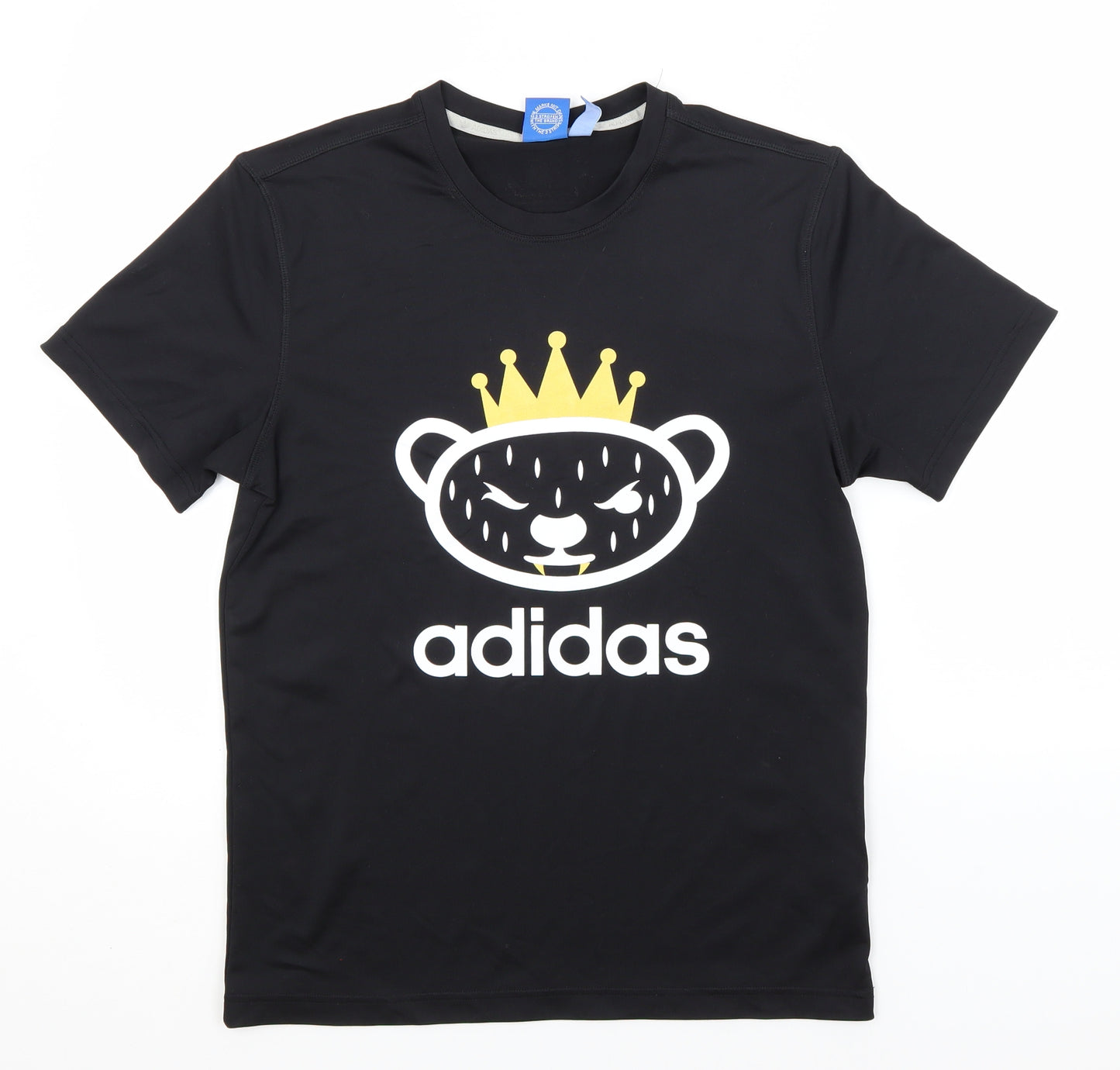 adidas Mens Black  Polyester  T-Shirt Size M Round Neck