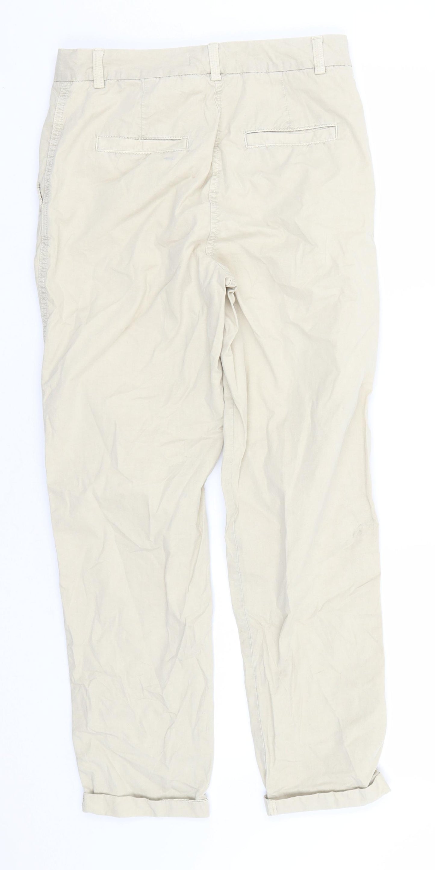 Marks and Spencer Womens Beige  Cotton Trousers  Size 6 L27 in Regular