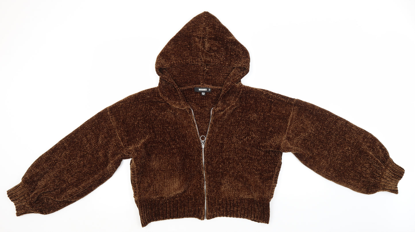 Missguided Womens Brown  Polyester Full Zip Hoodie Size 10