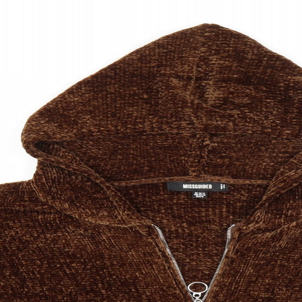 Missguided Womens Brown  Polyester Full Zip Hoodie Size 10