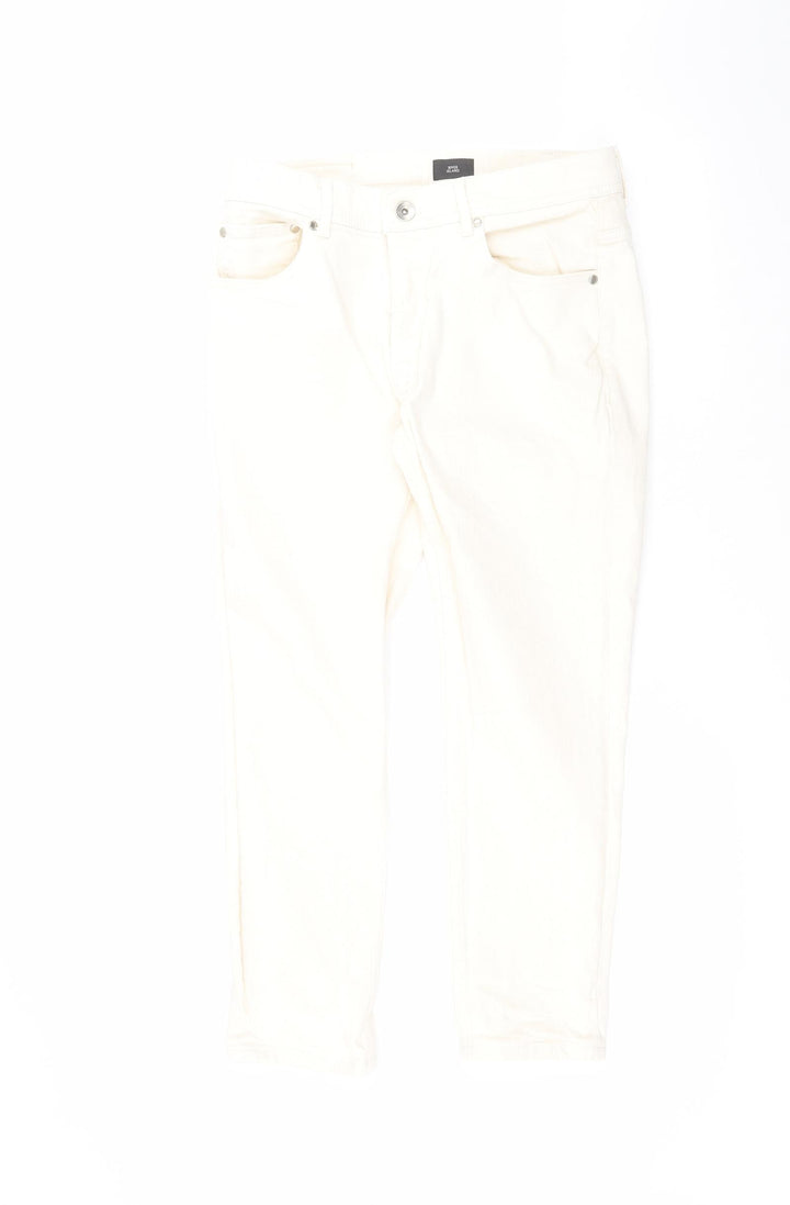 River Island Womens White Cotton Straight Jeans Size 28 in L28 in Regular
