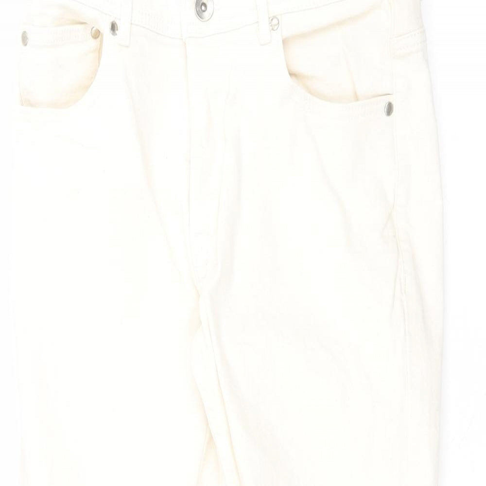 River Island Womens White  Cotton Straight Jeans Size 28 in L28 in Regular