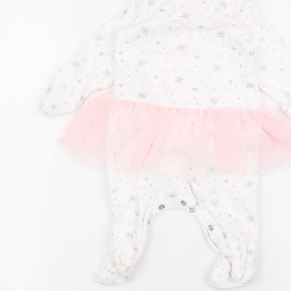 Preworn Baby White  Cotton Coverall One-Piece Size 0-3 Months   - peppa Pig