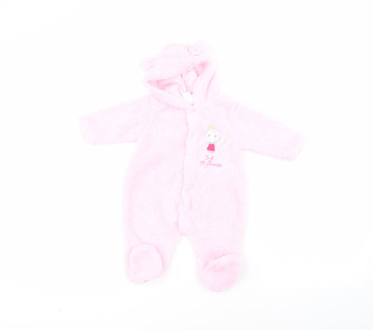 Little but Loud Baby Pink  Polyester Coverall One-Piece Size 0-3 Months