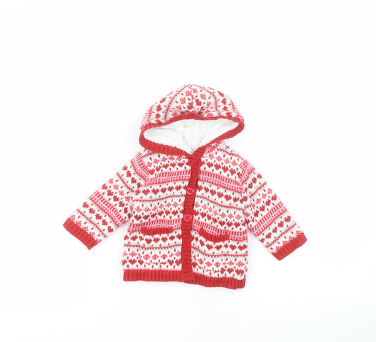 Front view of George Baby White Parka Coat, size 0-3, Months