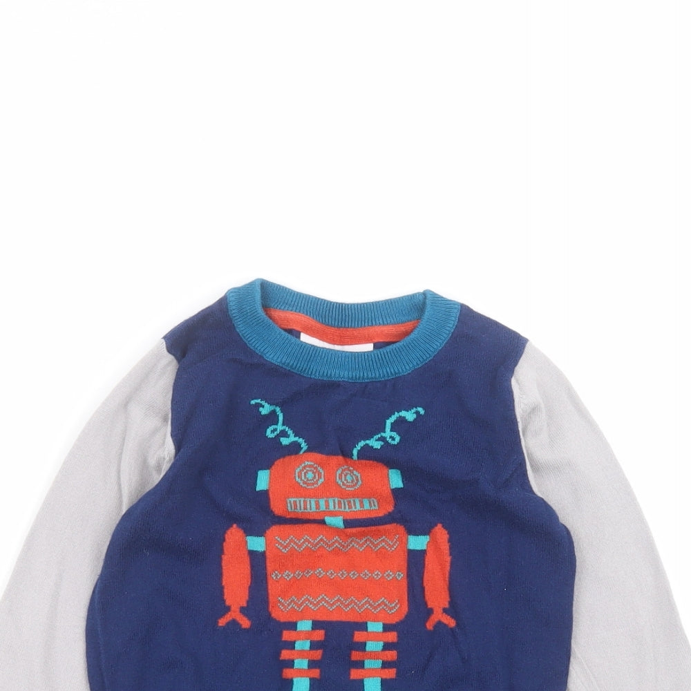 Duck & Dodge Boys Blue  Cotton Basic T-Shirt Size 3-4 Years Round Neck