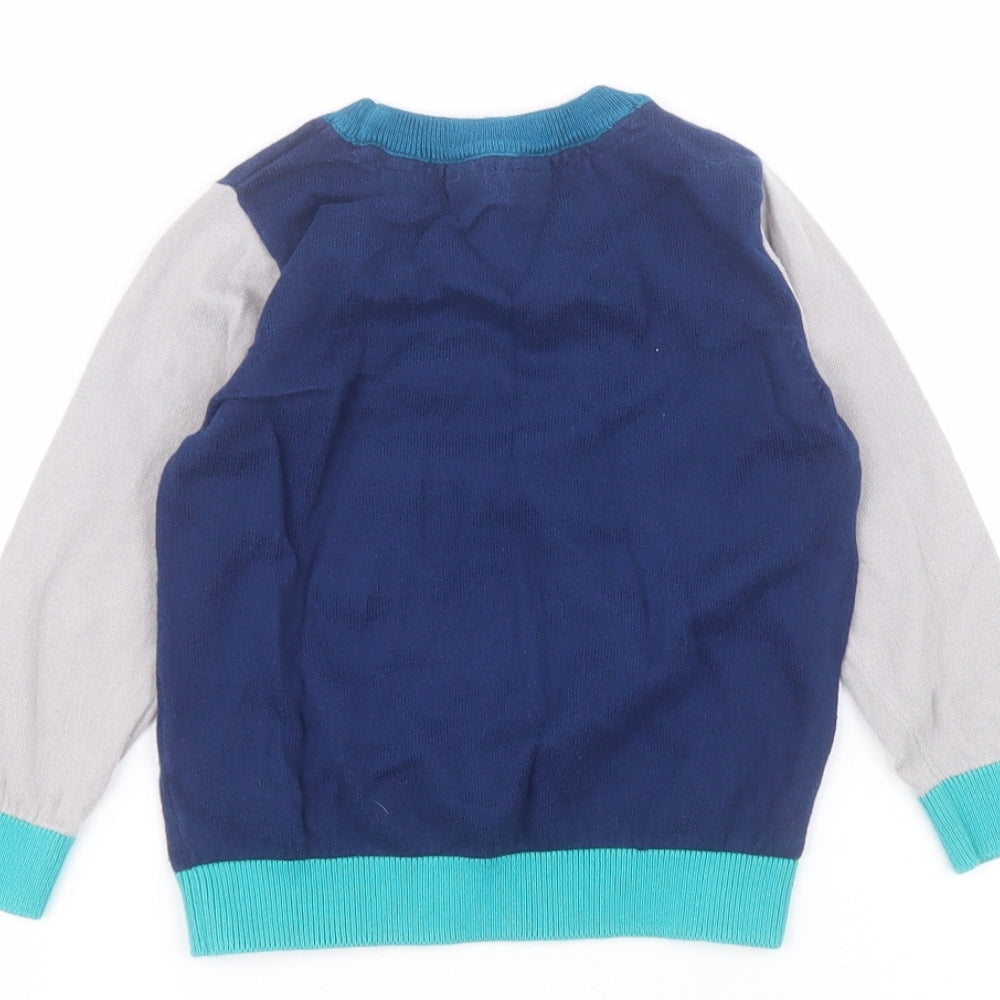 Duck & Dodge Boys Blue  Cotton Basic T-Shirt Size 3-4 Years Round Neck