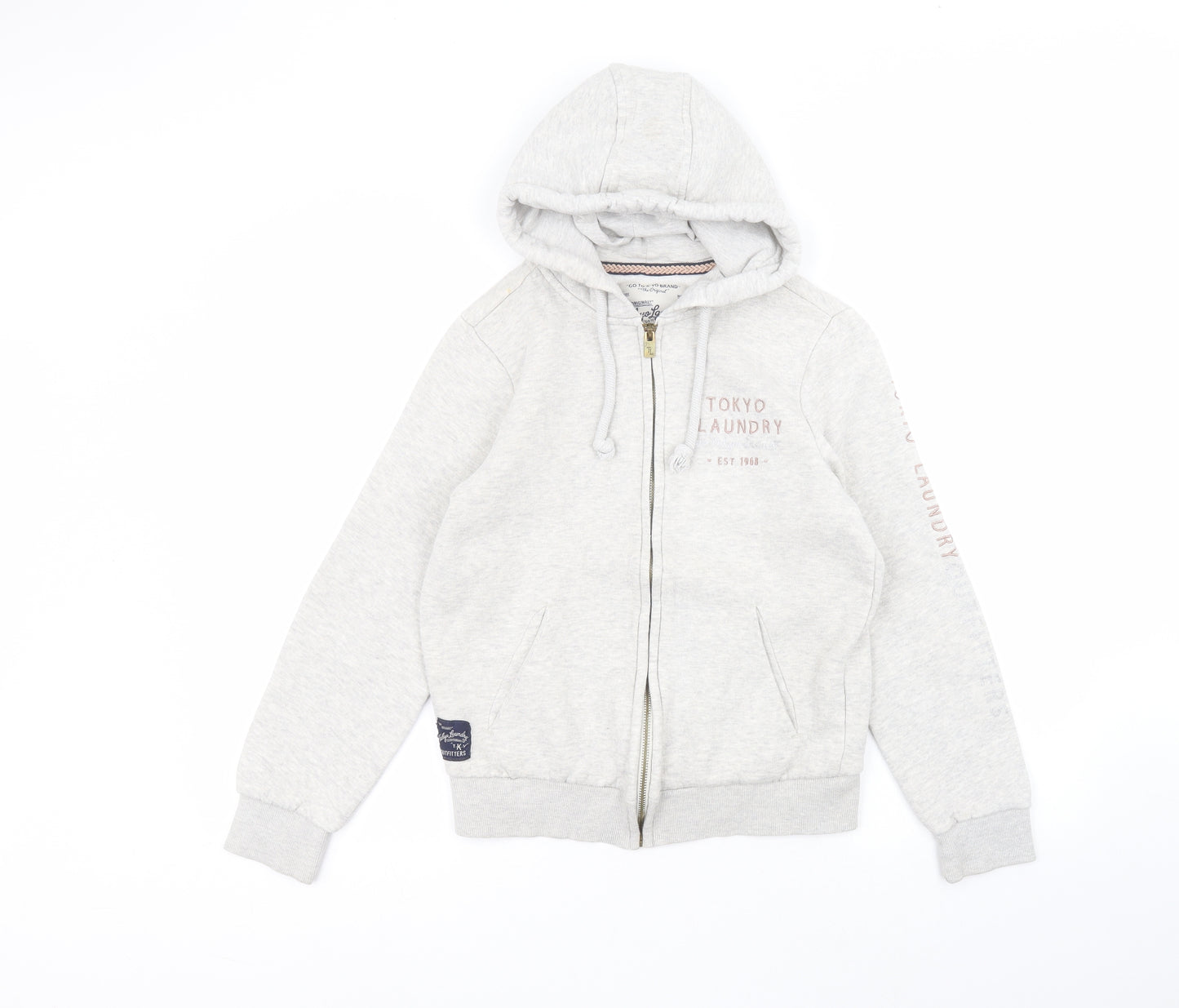 Tokyo Laundry Womens White  Polyester Full Zip Hoodie Size 8