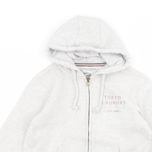 Tokyo Laundry Womens White  Polyester Full Zip Hoodie Size 8