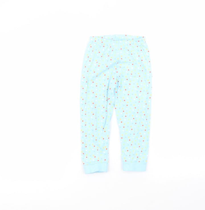 easter Girls Blue Polka Dot Cotton Sweatpants Trousers Size 3-4 Years  Regular