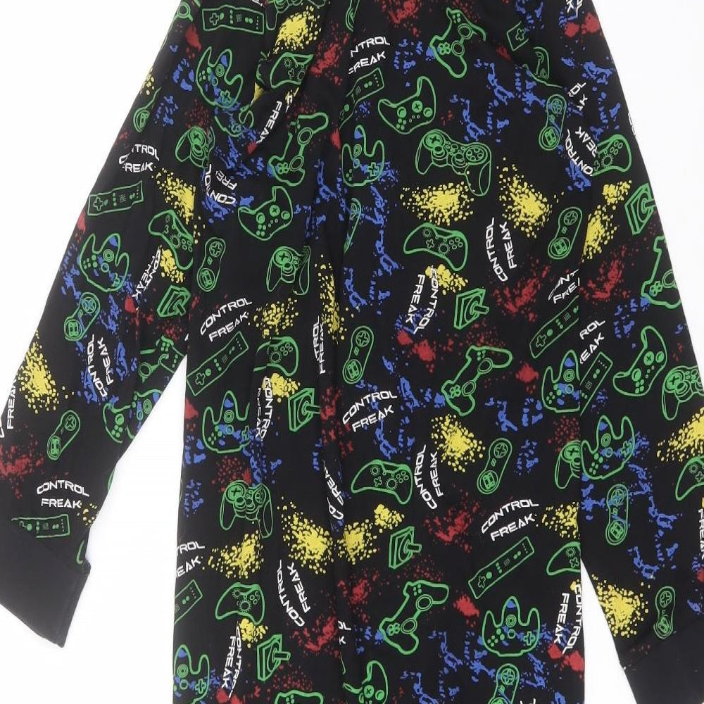 The Pyjama Factory Boys Black Solid Cotton  One Piece Size 9-10 Years