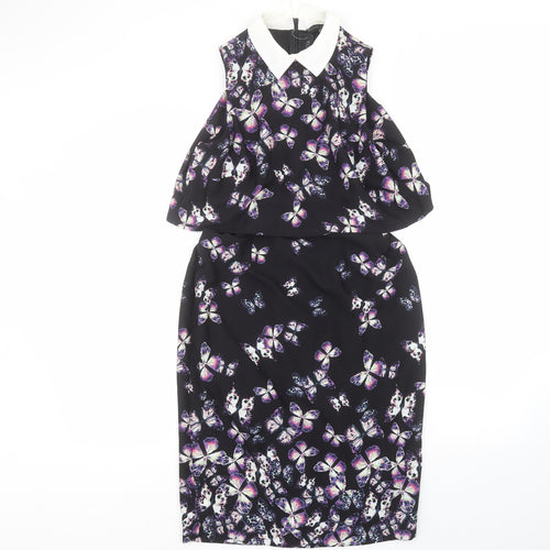 La Rochelle Womens Black  Polyester Pencil Dress  Size 8  Collared