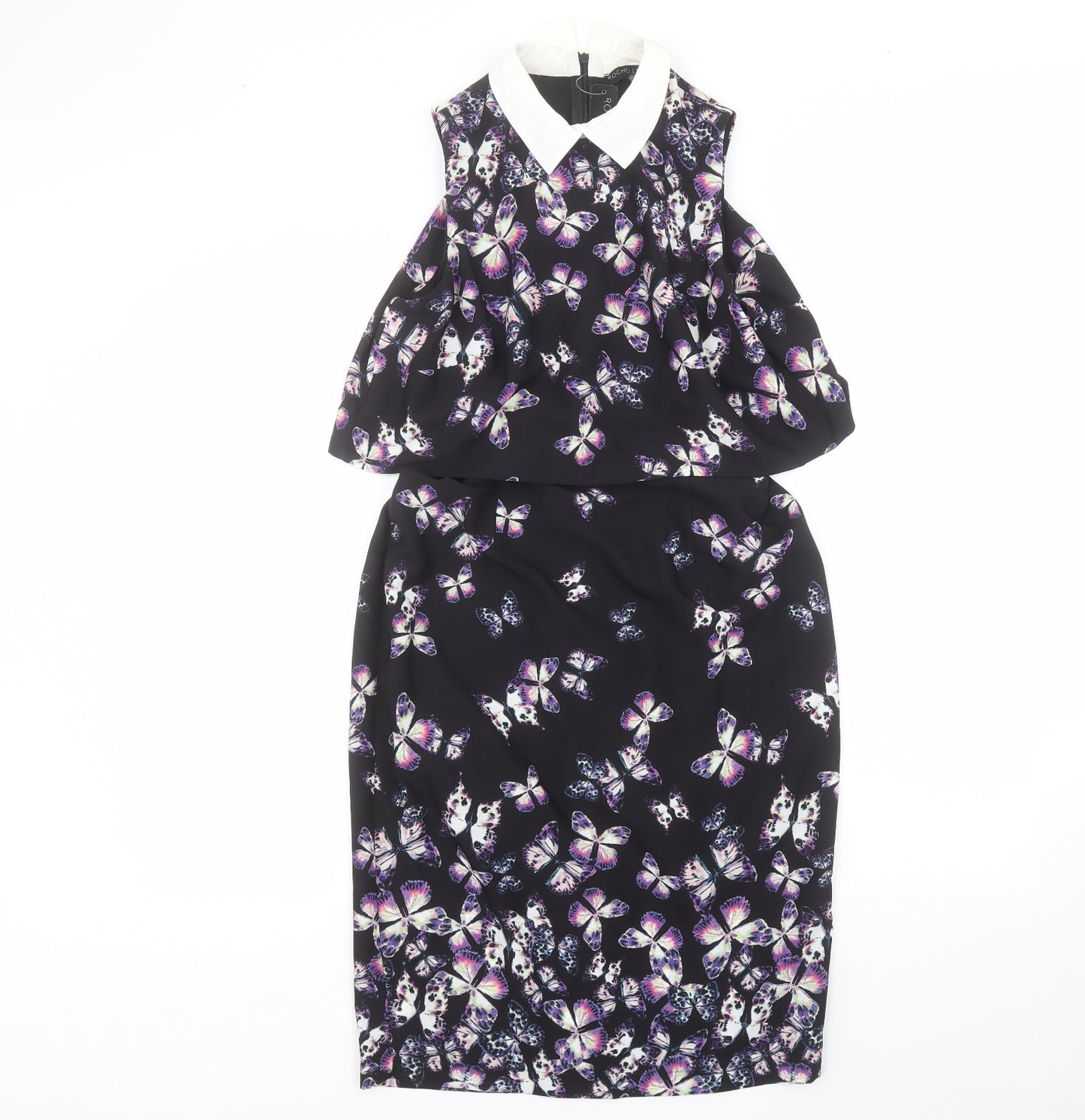 La Rochelle Womens Black  Polyester Pencil Dress  Size 8  Collared