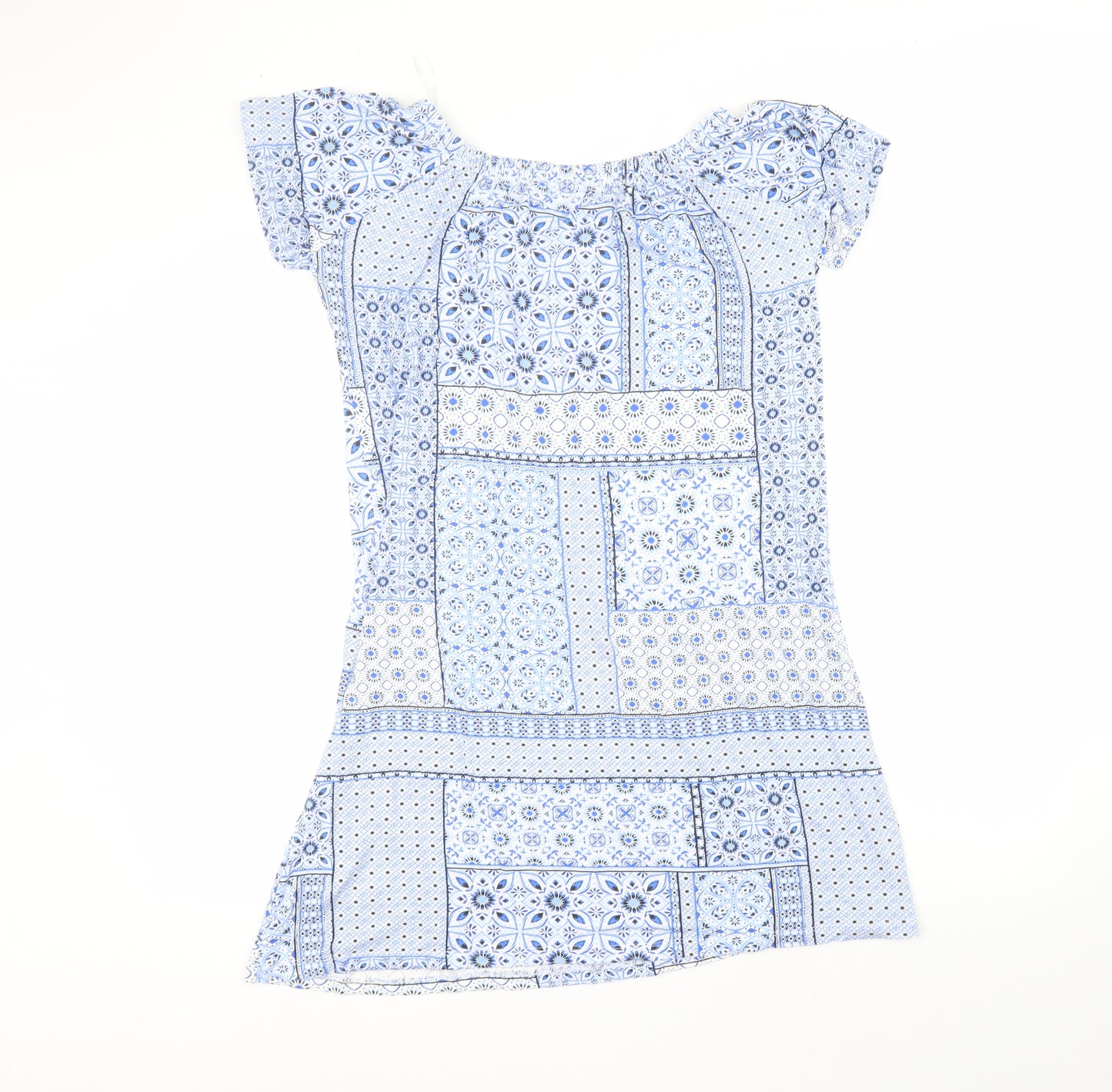 Peacocks Womens White  Viscose Basic Blouse Size 12 Round Neck