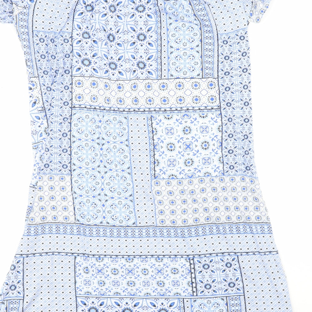 Peacocks Womens White  Viscose Basic Blouse Size 12 Round Neck