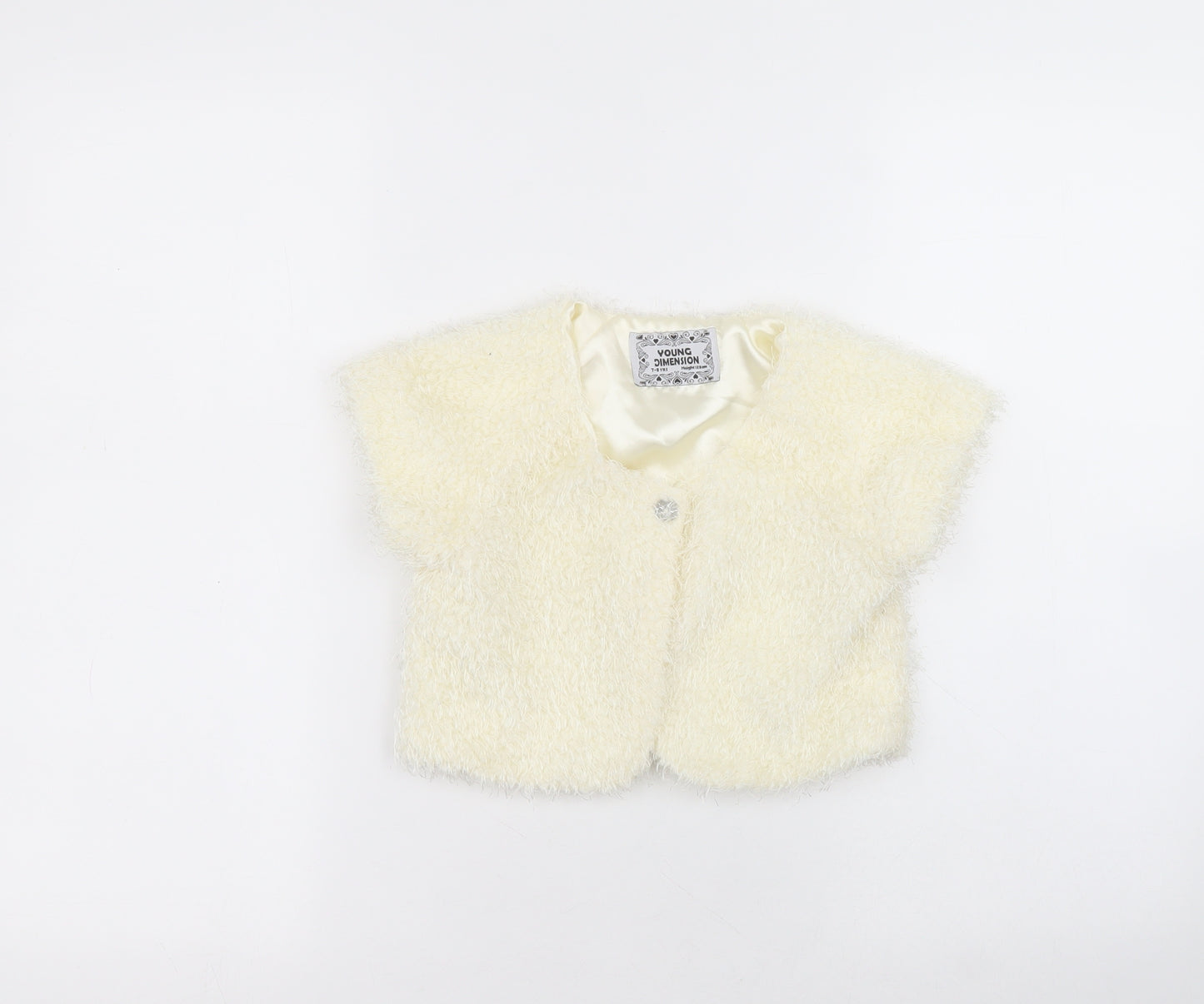 Young Dimension Girls White Round Neck  Polyester Cardigan Jumper Size 7-8 Years