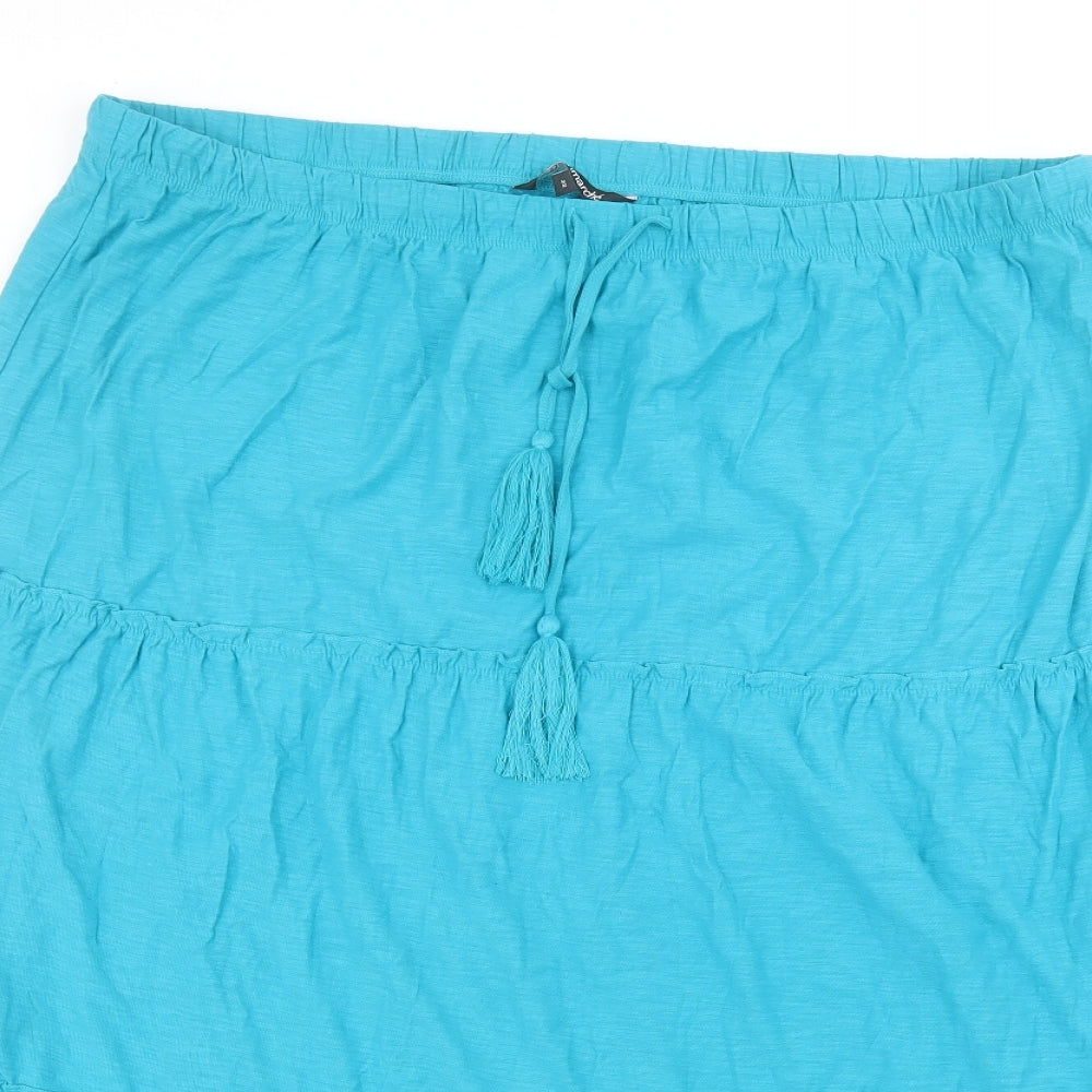 Bonmarché Womens Blue  Cotton A-Line Skirt Size 22