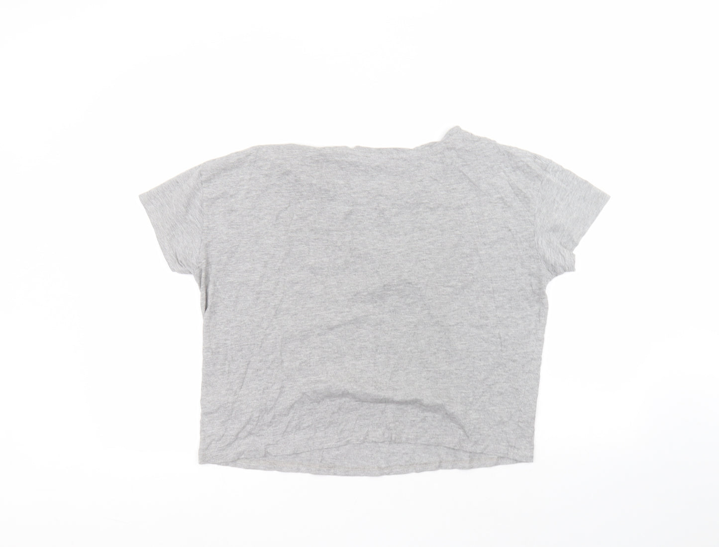 New Look Womens Grey  Cotton Basic T-Shirt Size M Round Neck