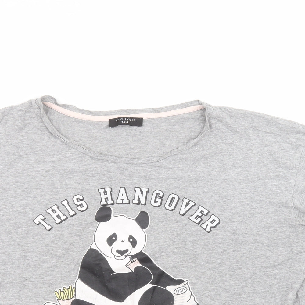 New Look Womens Grey  Cotton Basic T-Shirt Size M Round Neck