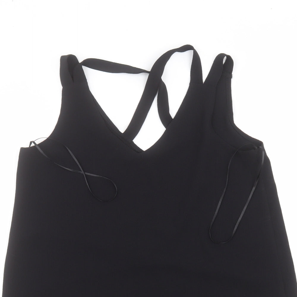 Select Womens Black  Polyester Basic Blouse Size 12 V-Neck