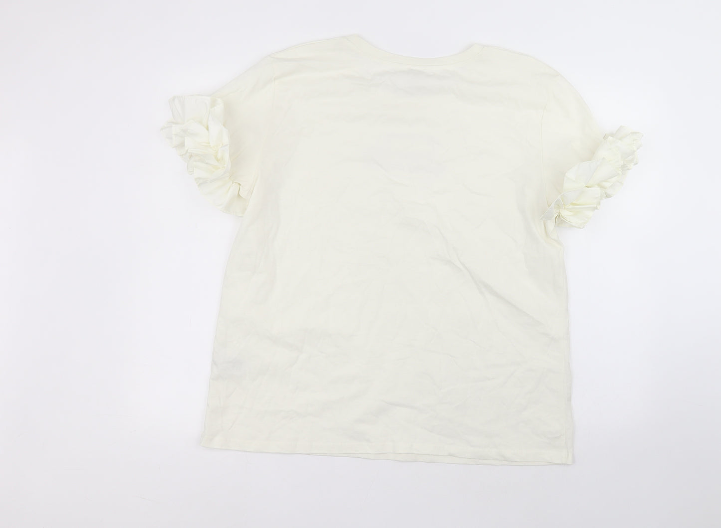 River Island Womens White  Polyester Basic T-Shirt Size 16 Round Neck