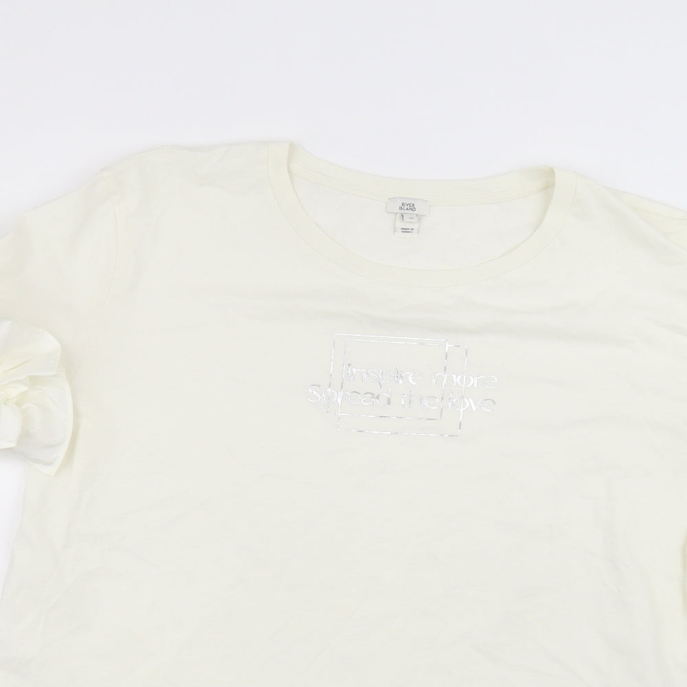 River Island Womens White  Polyester Basic T-Shirt Size 16 Round Neck