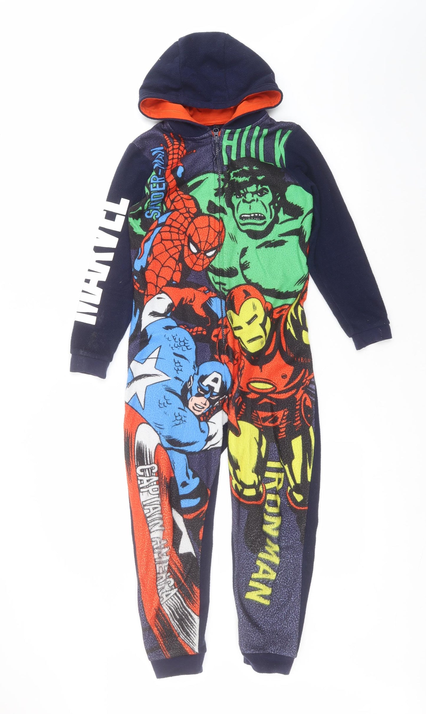 George Boys Blue Solid Polyester  One Piece Size 8-9 Years   - Marvel