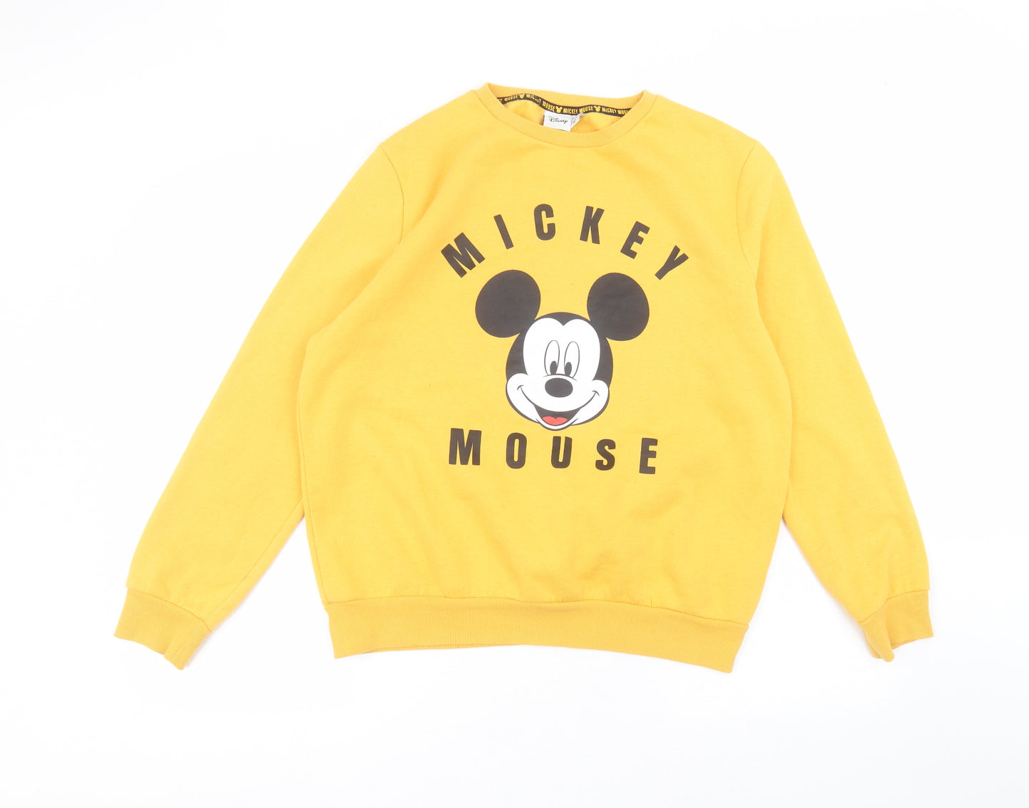 Disney Womens Yellow Round Neck  Cotton Pullover Jumper Size M