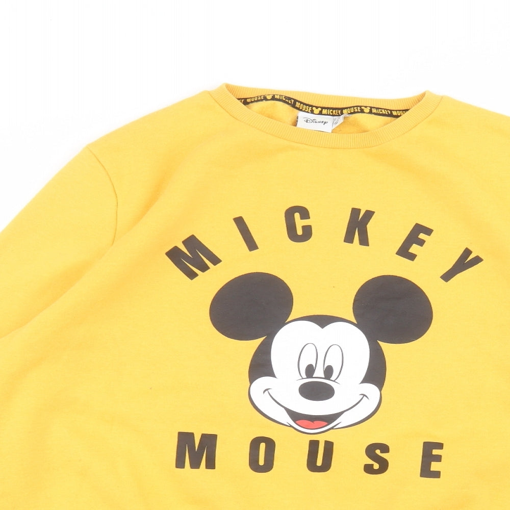 Disney Womens Yellow Round Neck  Cotton Pullover Jumper Size M