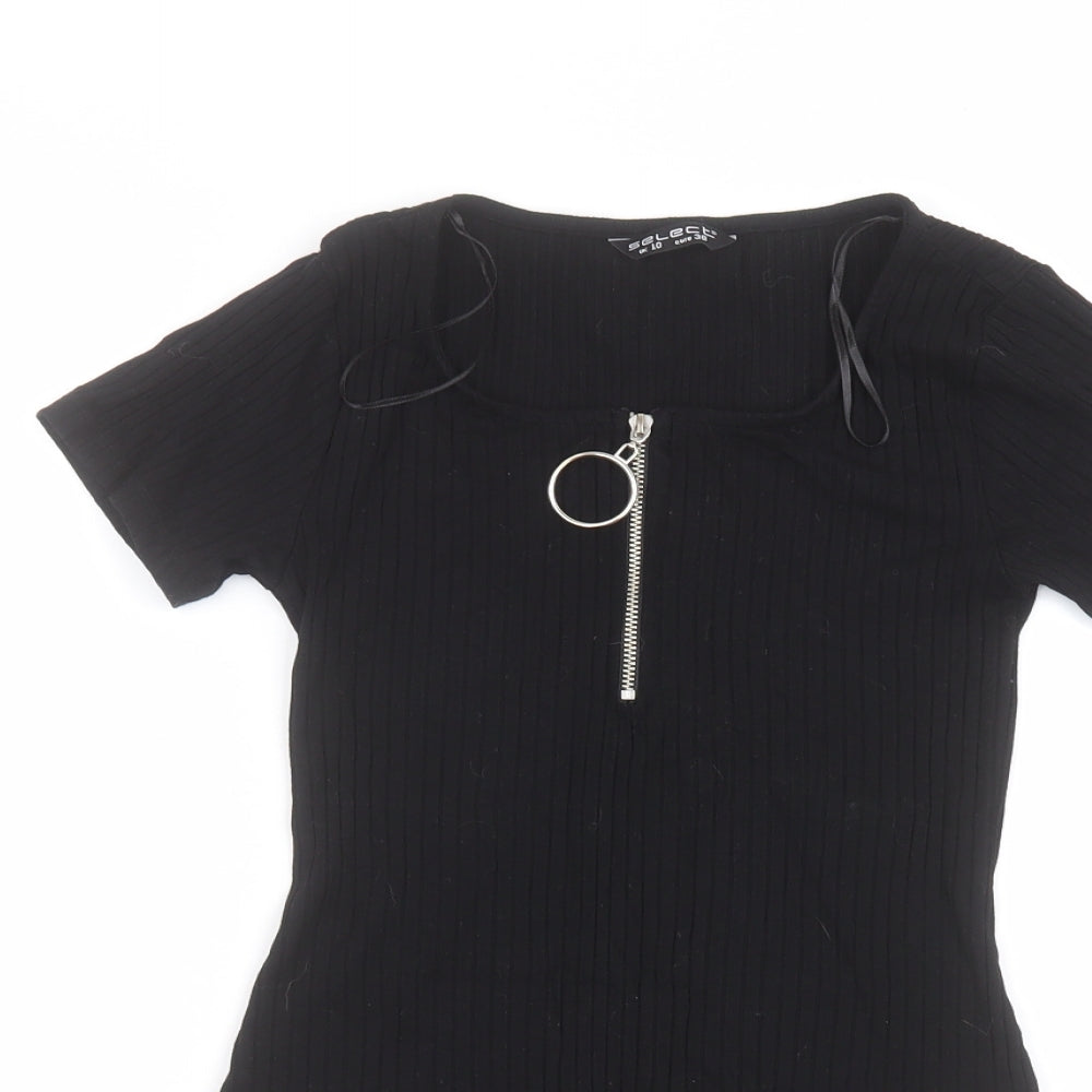 Select Womens Black  Viscose Bodysuit One-Piece Size 10