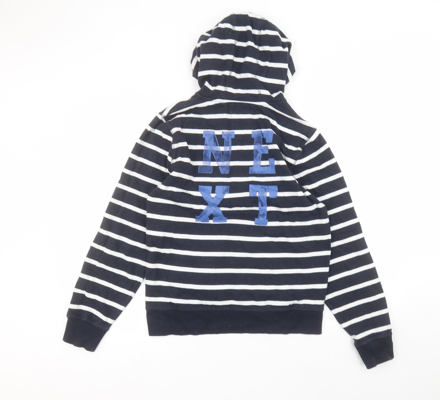 NEXT Womens Blue Striped Cotton Pullover Hoodie Size 14