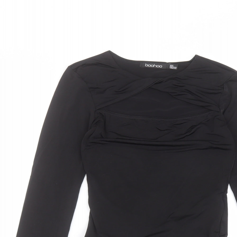 Boohoo Womens Black  Polyester Bodysuit One-Piece Size 6