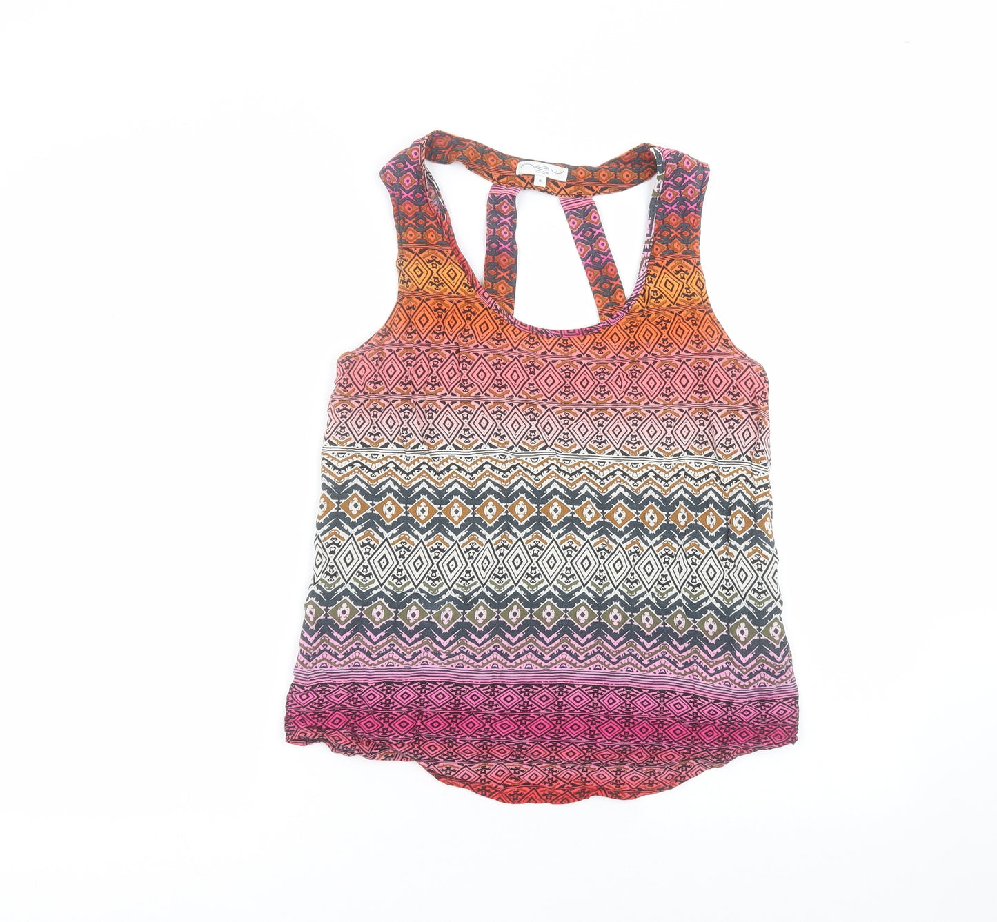 New Look Womens Pink  Viscose Basic T-Shirt Size 8 Round Neck