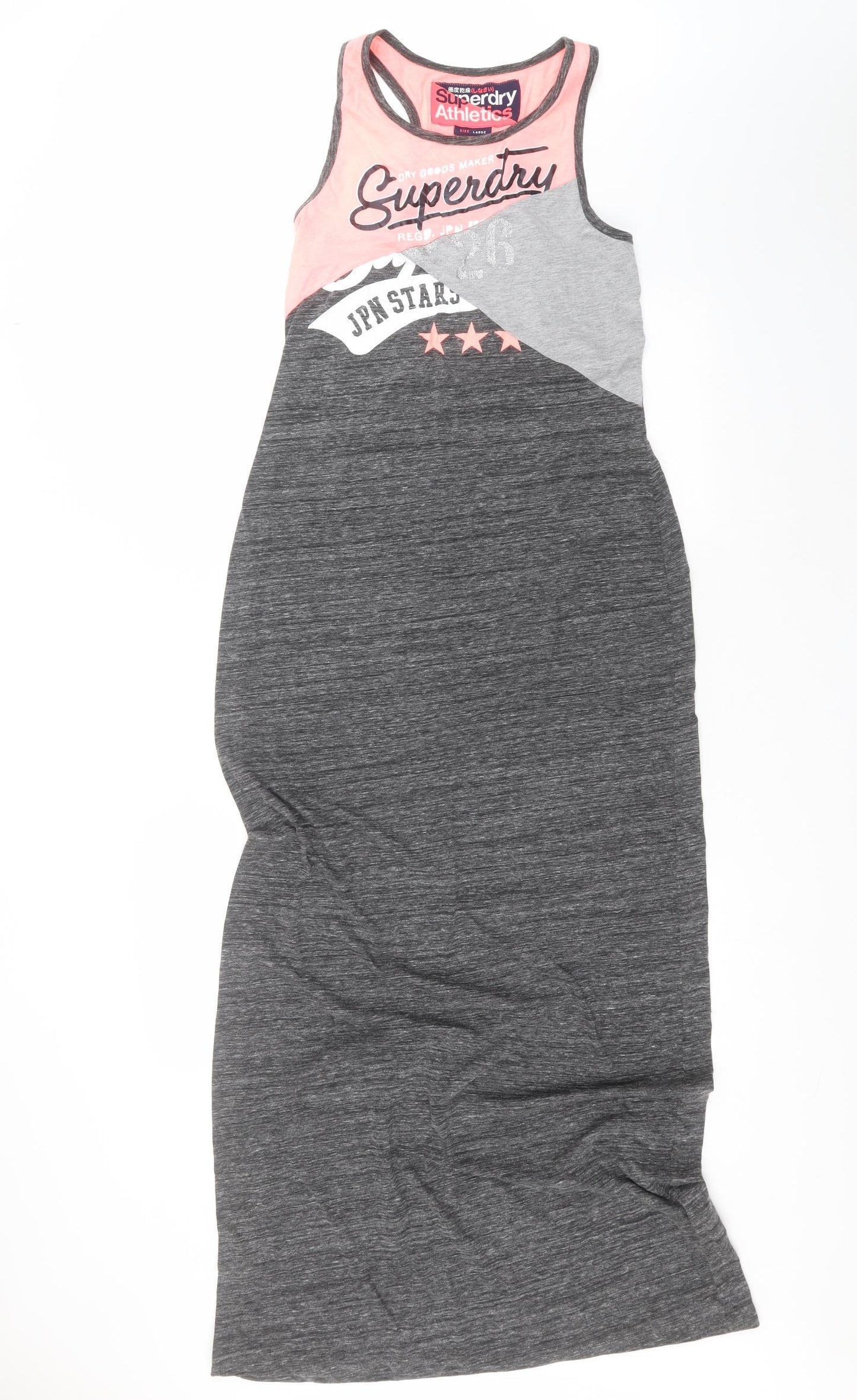 Superdry Womens Grey  Cotton Tank Dress  Size L  Round Neck